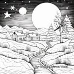Soothing Snow Scene New Year Coloring Pages 1