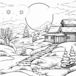 Soothing Snow Scene New Year Coloring Pages 2