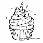 Sparkling Unicorn Cupcake Coloring Pages 1