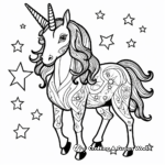Sparkly Starry Unicorn Coloring Pages 1