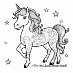 Sparkly Starry Unicorn Coloring Pages 3