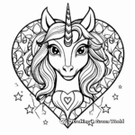 Sparkly Unicorn Heart for Girls Coloring Pages 2