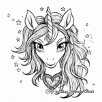 Sparkly Unicorn Heart for Girls Coloring Pages 4