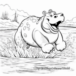 Splashing Hippo in the River Coloring Pages 4