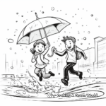 Splashing in Puddle: Kid-Friendly Coloring Pages 1