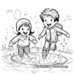 Splashing in Puddle: Kid-Friendly Coloring Pages 2