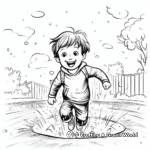 Splashing in Puddle: Kid-Friendly Coloring Pages 3
