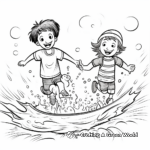 Splashing in Puddle: Kid-Friendly Coloring Pages 4