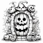 Spooky Halloween Door Coloring Pages 1