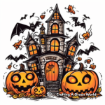 Spooky High School Haunted Coloring Pages: Classroom, Gym, Cafeteria 2
