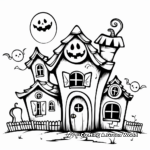 Spooky Town with Haunted Houses Coloring Pages 2