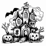 Spooky Town with Haunted Houses Coloring Pages 3