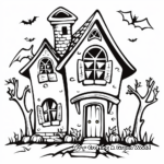 Spooky Town with Haunted Houses Coloring Pages 4