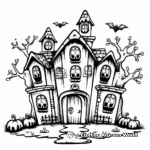 Spooky Victorian Haunted House Coloring Pages 1