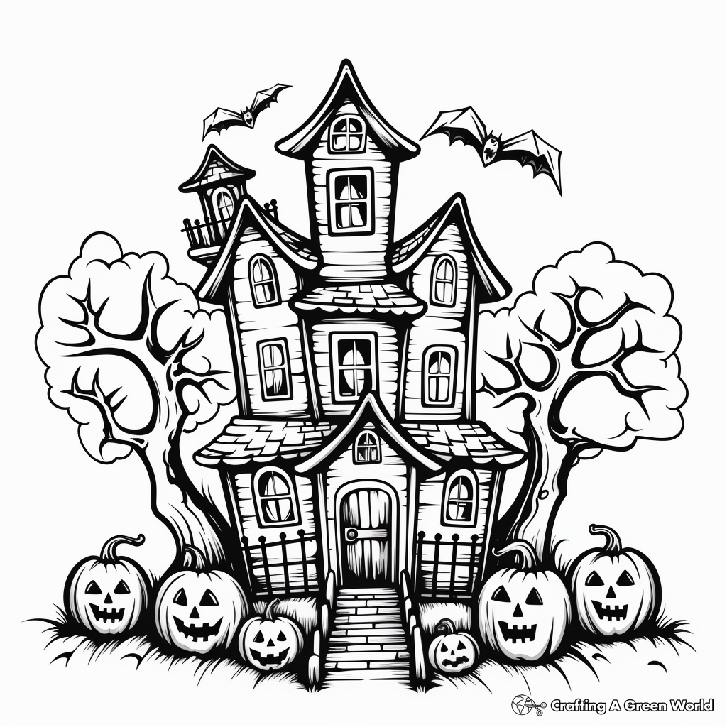 Haunted House Coloring Pages - Free & Printable!