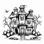 Spooky Victorian Haunted House Coloring Pages 4