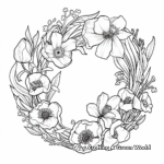 Spring Wreath Coloring Pages filled with Daffodils and Tulips 1