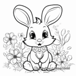 Springtime Bunny and Flowers Coloring Pages 1