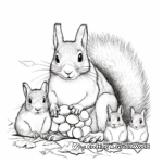 Squirrel Family Coloring Pages: Mom, Dad, and Babies 1