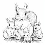 Squirrel Family Coloring Pages: Mom, Dad, and Babies 2