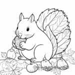 Squirrel Gathering Acorns Coloring Pages 4