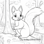 Squirrel in Nature: Forest-Scene Coloring Pages 2