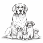 St Bernard Family Coloring Pages: Male, Female, and Puppies 1