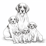 St Bernard Family Coloring Pages: Male, Female, and Puppies 4