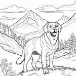 St Bernard in The Mountains: Scenic Coloring Pages 3