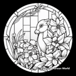 Stained Glass in Nature: Floral and Animals Coloring Pages 2