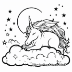 Star-brushed Night: Sleeping Unicorn Under Stars Coloring Pages 1