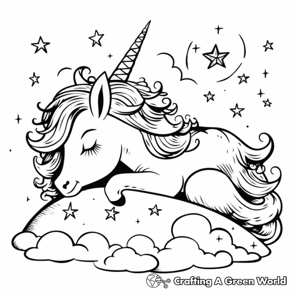 Sleeping Unicorn Coloring Pages - Free &amp; Printable!