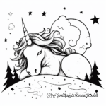 Star-brushed Night: Sleeping Unicorn Under Stars Coloring Pages 3