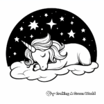 Star-brushed Night: Sleeping Unicorn Under Stars Coloring Pages 4