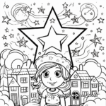 Star-filled Christmas Eve Night Coloring Pages 4