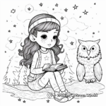Star-Gazing Girl Owl Coloring Pages 1