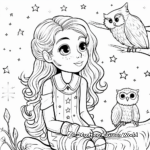 Star-Gazing Girl Owl Coloring Pages 3
