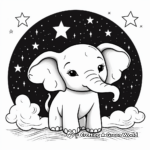 Starry Night Sky & Baby Elephant: Night Time Coloring Pages 3