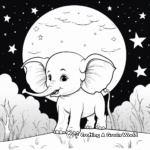 Starry Night Sky & Baby Elephant: Night Time Coloring Pages 4