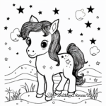 Starry Night Sky Unicorn Coloring Pages 1