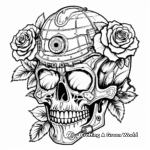 Steampunk Inspired Rose Skull Coloring Pages 2