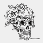 Steampunk Inspired Rose Skull Coloring Pages 3