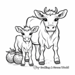 Strawberry Cow and Calf Coloring Pages 1
