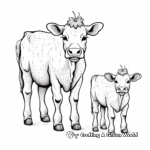 Strawberry Cow Family Coloring Pages: Male, Female, and Calves 1