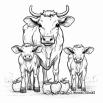 Strawberry Cow Family Coloring Pages: Male, Female, and Calves 2