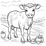 Strawberry Cow with Strawberry Background Coloring Pages 4