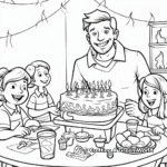Stunning Father's Birthday BBQ Party Coloring Pages 4