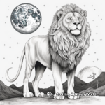 Stunning Lion Roaring At The Moon Coloring Pages 1