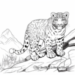 Stunning Snow Leopard In The Mountains Coloring Pages 1