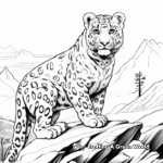 Stunning Snow Leopard In The Mountains Coloring Pages 3